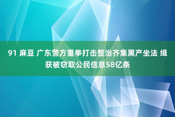 91 麻豆 广东警方重拳打击整治齐集黑产坐法 缉获被窃取公民信息58亿条